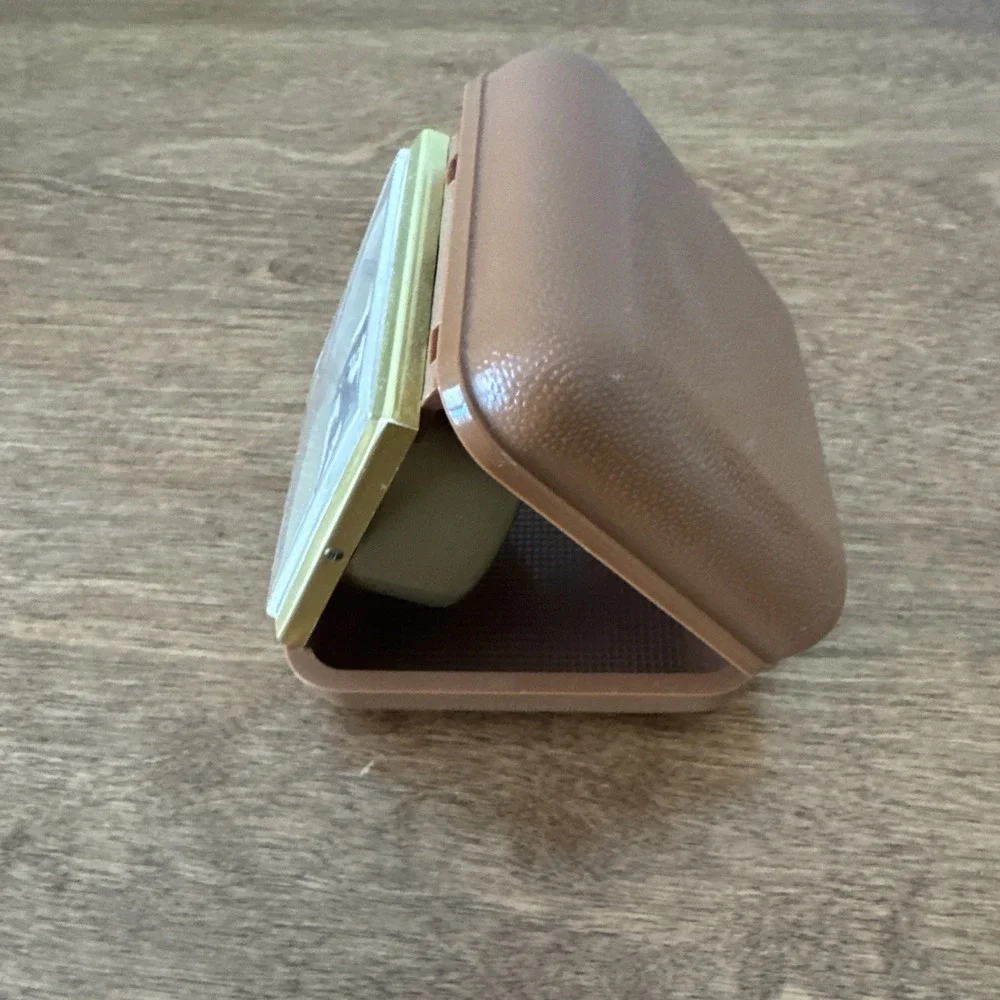 Vintage Westclox 1960's Travel Clock Alarm Wind Up Brown Folding Case - Works